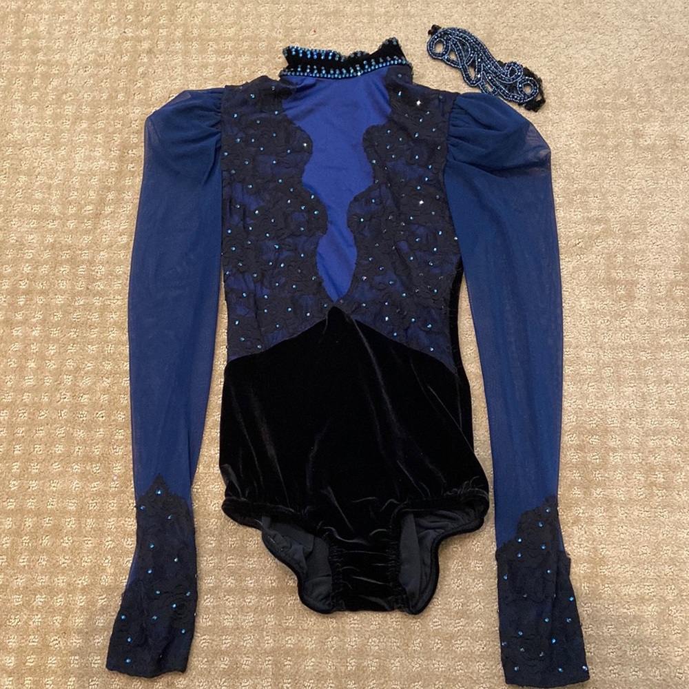 Girls Velvet Lace Jazz Dance Costume